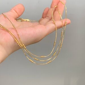 Elegant Gold Beaded  stainless steel Necklace